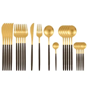 24Pcs 18/10 Stainless Steel Dinnerware Set Western Tableware Set Supplies