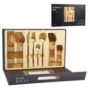 Stainless Steel Dinnerware Set Black Gold Cutlery Western Tableware Set