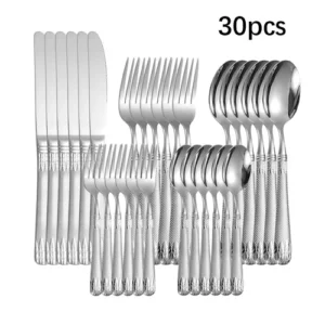 NEW LISTING6pcs/30pcs Stainless Steel Wheat Tableware Western Tableware Set