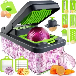NEW LISTING12-in-1 Vegetable Chopper with 7 Blades & Container - Kitchen Essential Gadget N