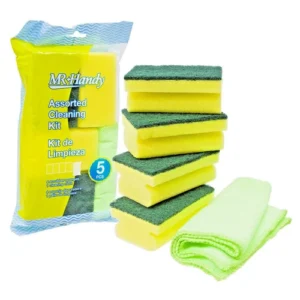 Assorted Cleaning KIT 4 scruber sponges and 1 cleaning cloth Multipurpose