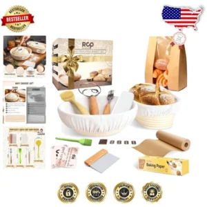 All-in-One Sourdough Baking Kit: 9" & 10" Baskets, Tools & Recipe Guide Included