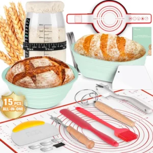 Complete Sourdough Starter Kit with 35OZ Jar & 15PCS ALL-IN-ONE Sourdough Bre...