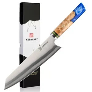 KEEMAKE 8 Inch Kiritsuke Chef's Knife 3 Layers Damascus Steel Kitchen Knife Cut