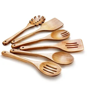 Wooden Cooking Utensils, 6 Pieces Natural Acacia Wooden Spoons For Cooking with